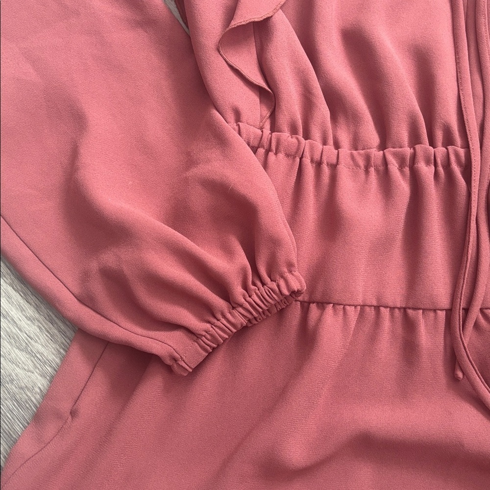 Wilfred | Aritzia Marvelle Ruffled Long Sleeve Dress in Burgundy Size Small - Picture 3 of 14